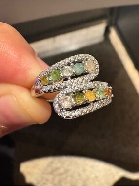 Tourmaline gemstones Spiral Ring - Adjustable size